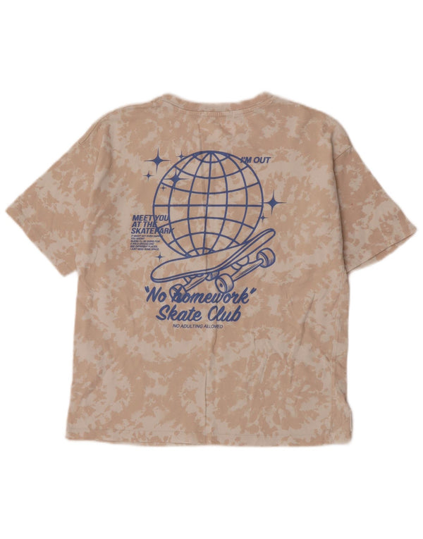 Zara Jungen-T-Shirt mit Grafik, 8–9 Jahre, beige Batik-Baumwolle