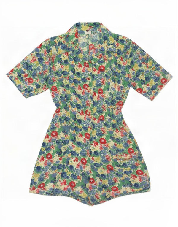 Vintage-Spielanzug für Mädchen, 11–12 Jahre, mehrfarbig, Blumenmuster, Viskose