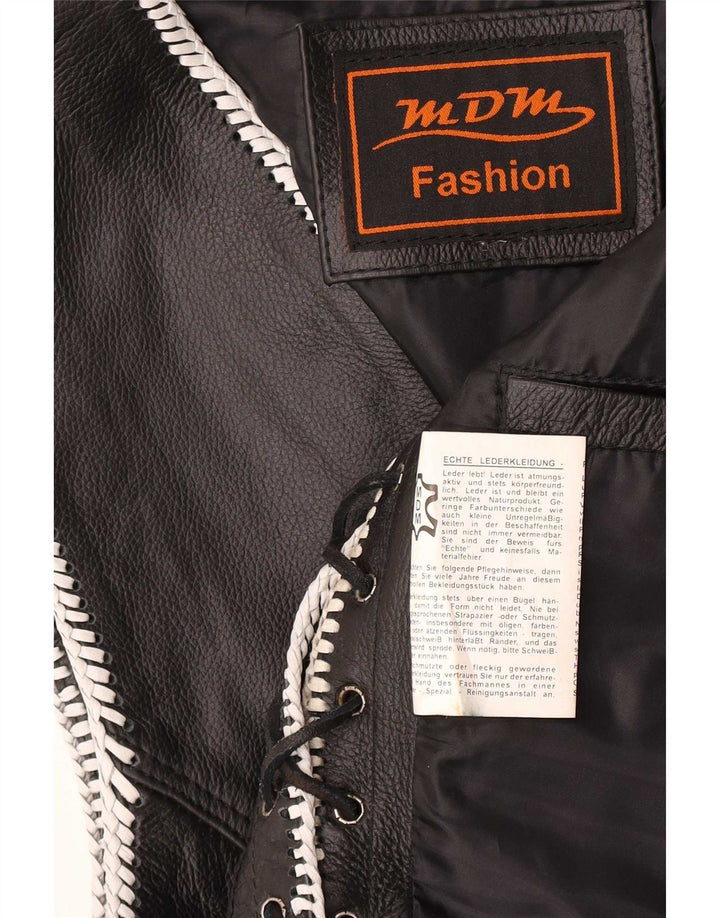 MDM Herren Motorstyle Lederweste Large Schwarz