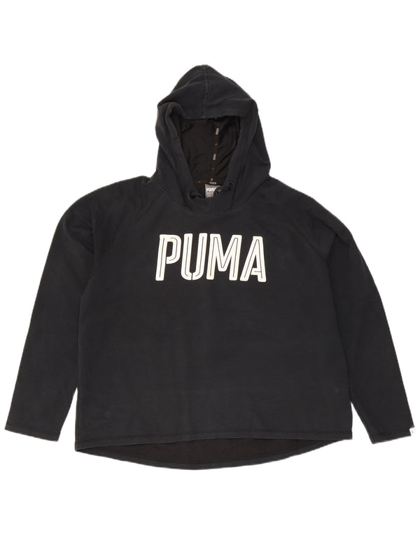Puma Womens Graphic Hoodie Pullover UK 16 Große schwarze Baumwolle