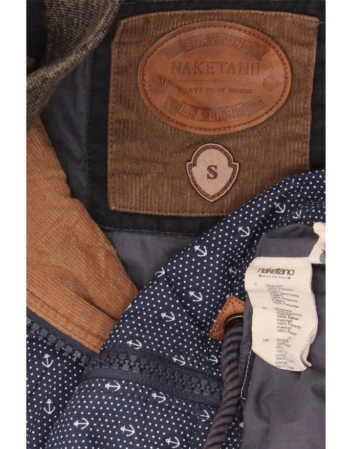 Naketano Damen-Windbreakerjacke mit Kapuze, Gr. 10, Größe S, Marineblau, gepunktet