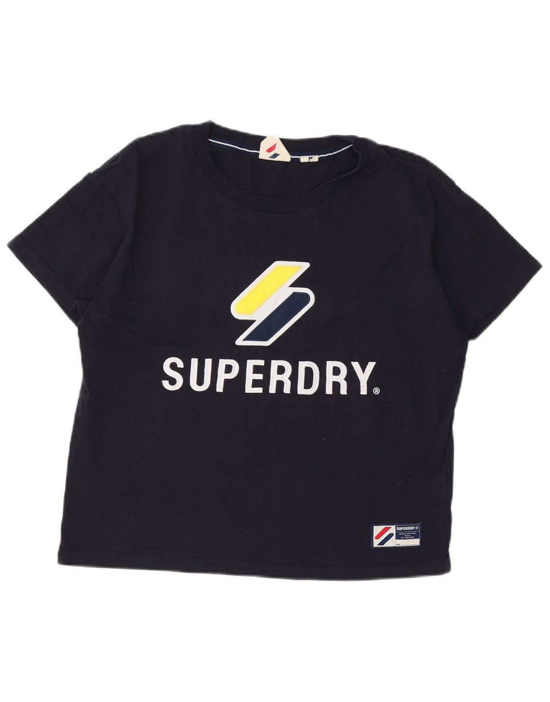 SUPERDRY Damen Grafik-T-Shirt-Oberteil UK 12 Medium Marineblau Baumwolle