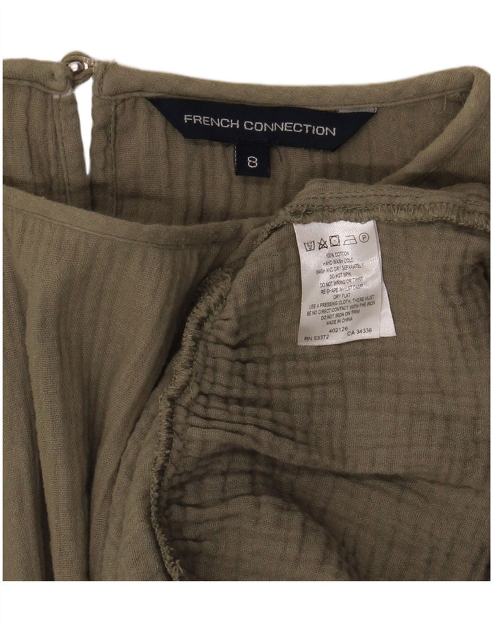 French Connection Damen-Blusenoberteil in Übergröße, Größe S, Khaki, Baumwolle