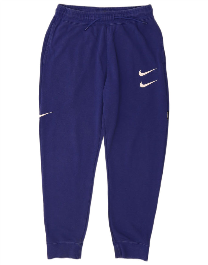 NIKE Womens Tracksuit Trousers Joggers UK 12 Medium  Blue Cotton