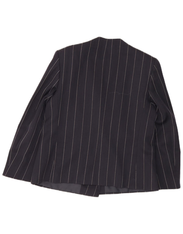 ELENA MIRO Damen 2-Knopf-Blazerjacke UK 18 XL Marineblau gestreifte Wolle