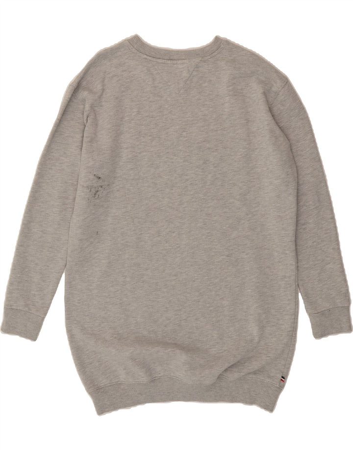 TOMMY HILFIGER Womens Longline Sweatshirt Jumper UK 14 Medium Grey Vintage Tommy Hilfiger and Second-Hand Tommy Hilfiger from Messina Hembry 