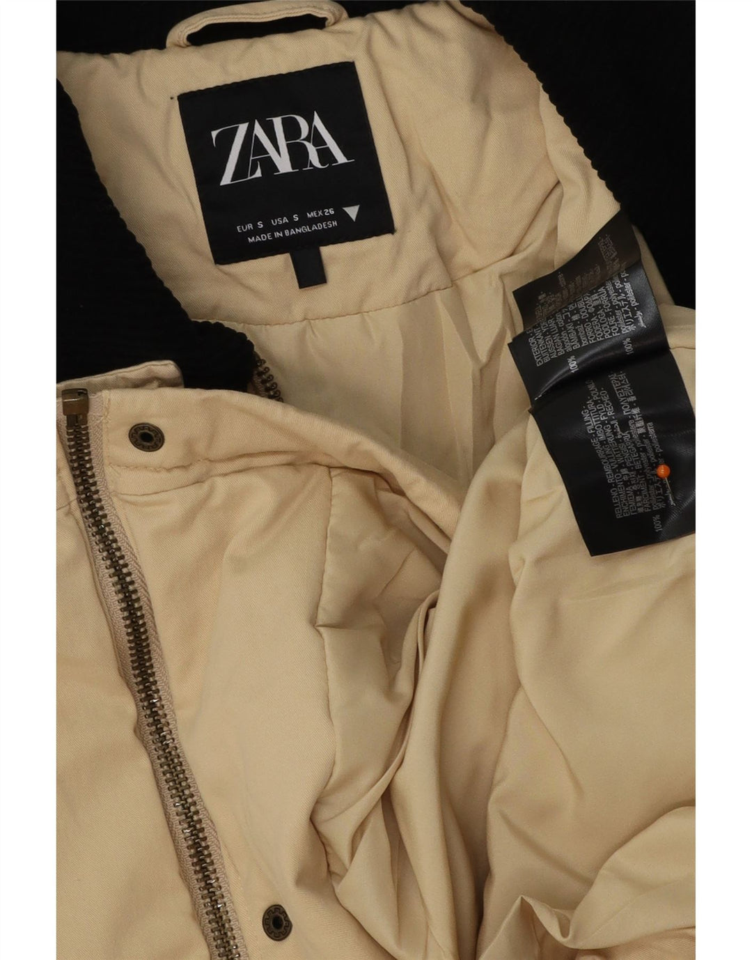 ZARA Damen Übergroße Utility-Jacke UK 10 Small Beige Colourblock