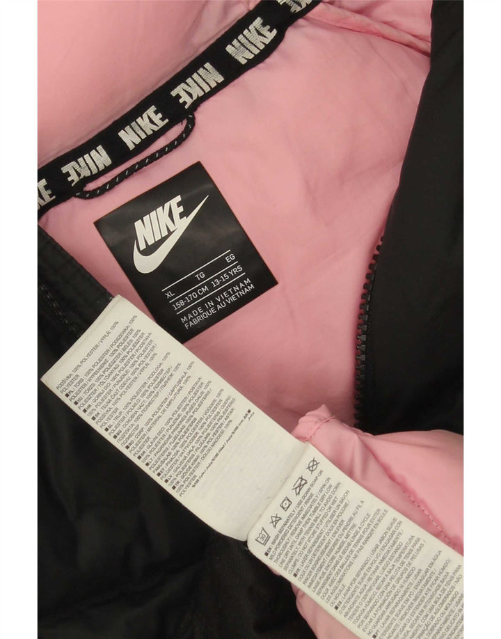 Nike Mädchen-Kapuzenjacke, gepolstert, 13–14 Jahre, XL, Schwarz, Polyester