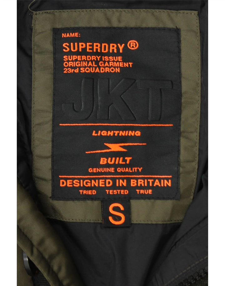 SUPERDRY wattierte Herrenjacke mit Kapuze, UK 36, Small, Khaki, Nylon