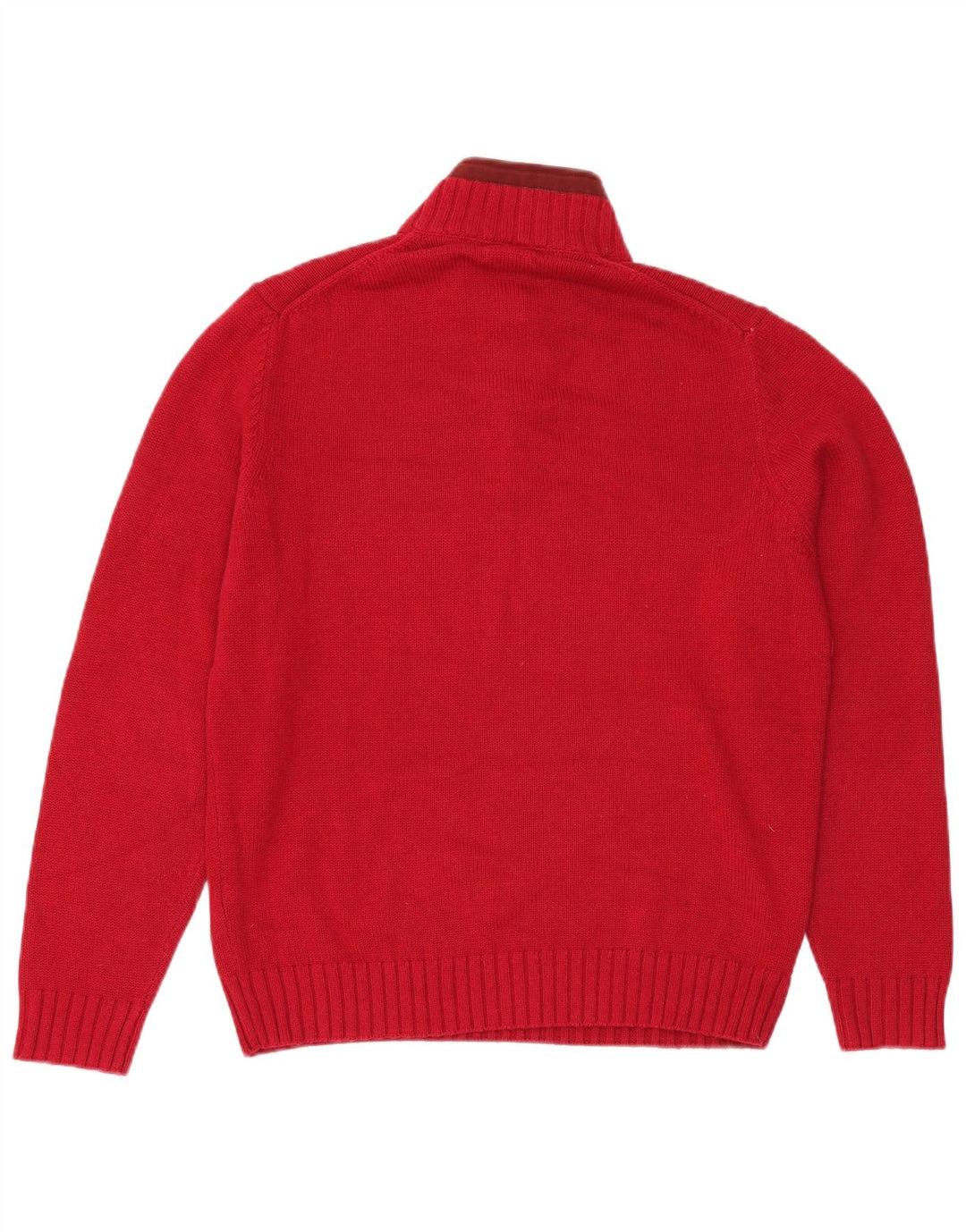 Massimo Dutti Herren-Pullover mit Reißverschluss, XL, rote Baumwolle