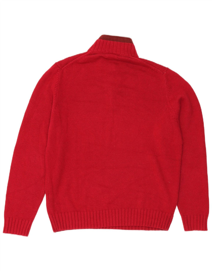 Massimo Dutti Herren-Pullover mit Reißverschluss, XL, rote Baumwolle