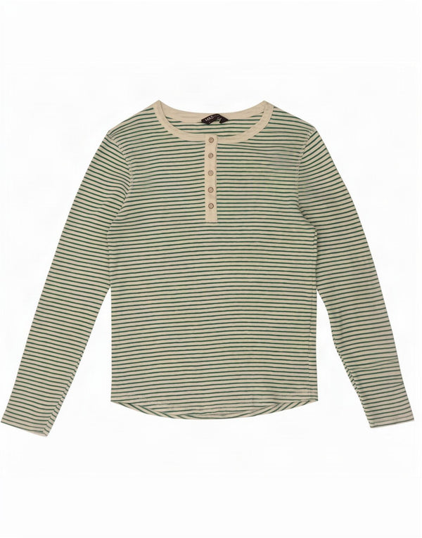 Marks & Spencer Damen Top Langarm UK 10 Small Grüner Nadelstreifen