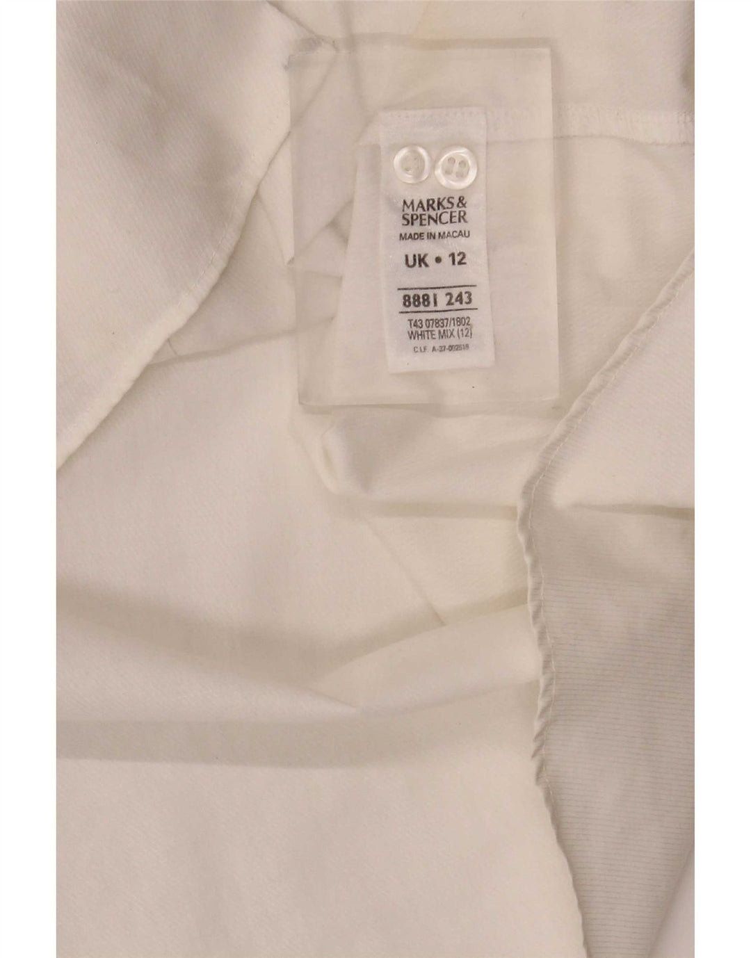 Marks & Spencer Damenhemd UK 12 Mittelweiße Baumwolle