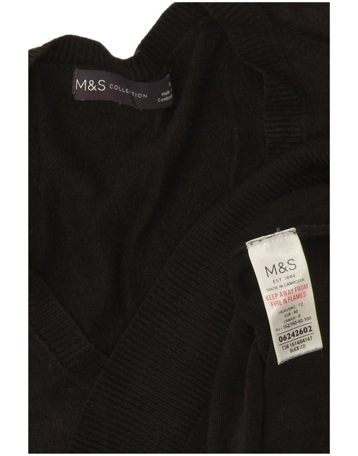 Marks & Spencer Damen-Pullover mit V-Ausschnitt, Gr. 12, Mittelschwarz, Acryl