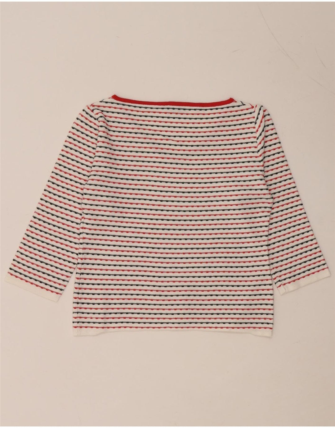 MAX & CO. Damen Crop Top 3/4 Ärmel UK 14 Große weiß gestreifte Viskose