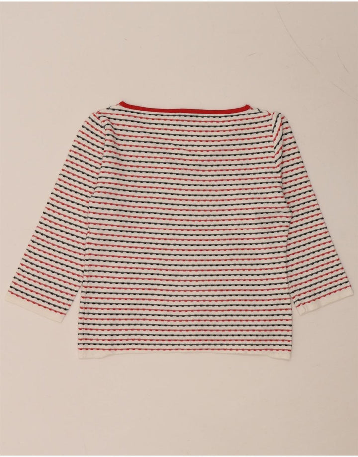 MAX & CO. Damen Crop Top 3/4 Ärmel UK 14 Große weiß gestreifte Viskose