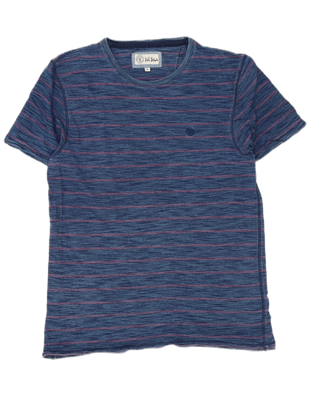 Fat Face Herren-T-Shirt-Oberteil aus mittelblauer Nadelstreifen-Baumwolle