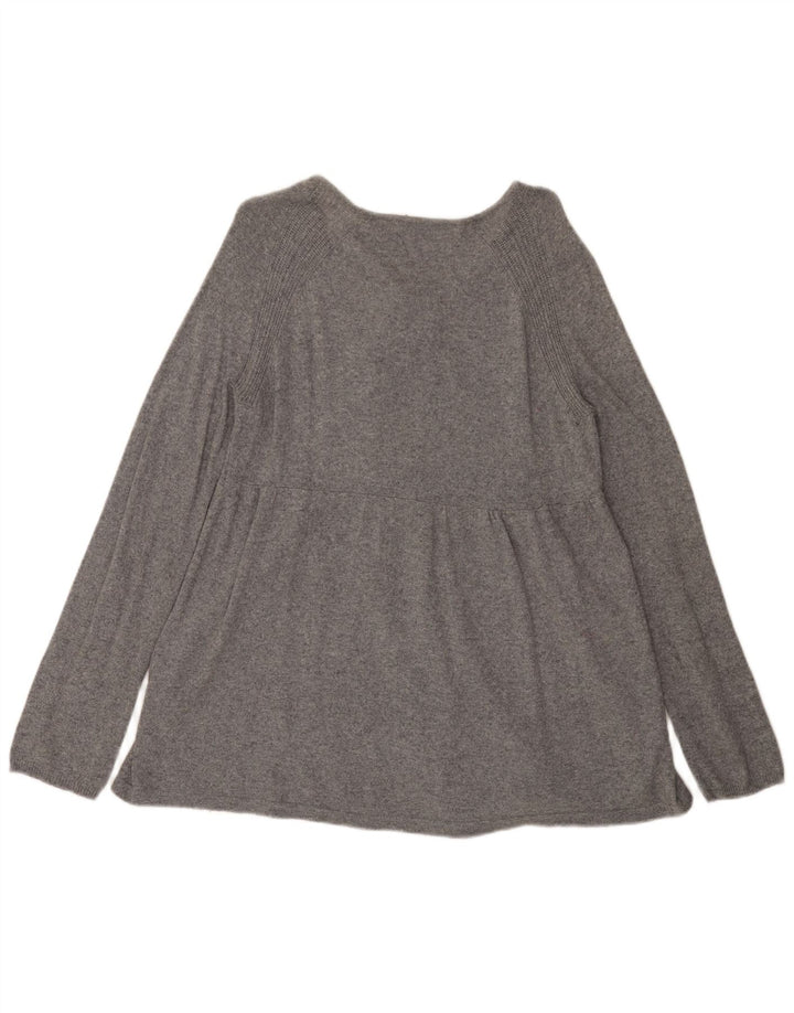 Zara Damen-Cardigan-Pullover UK 14 Große graue Baumwolle