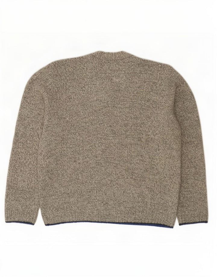 Massimo Dutti Herren-Pullover mit V-Ausschnitt, 2XL, grau gesprenkelte Wolle