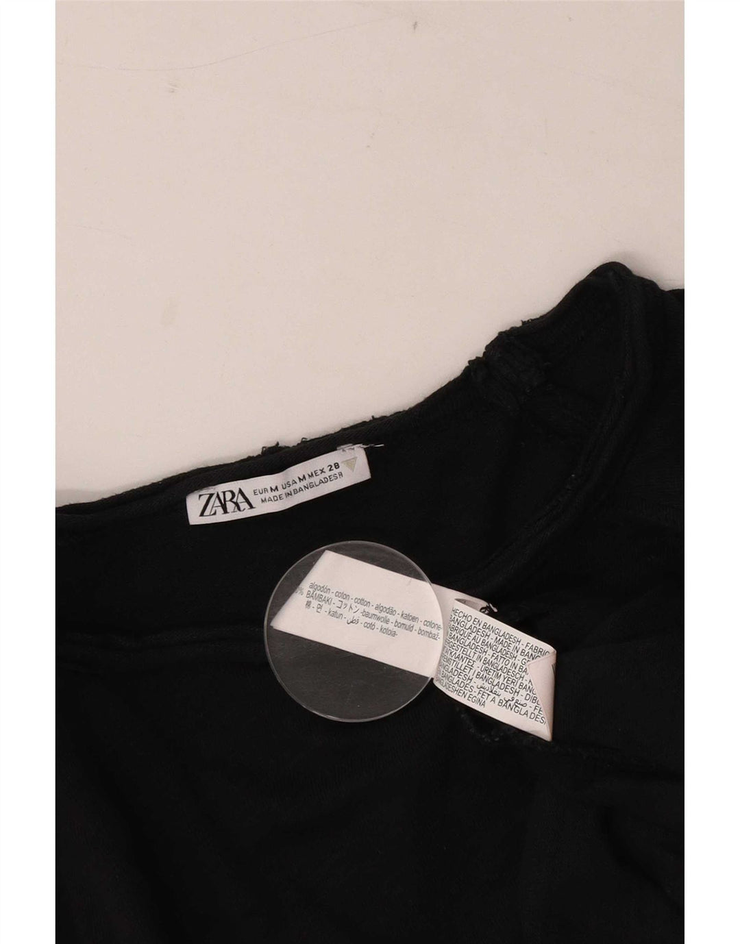 Zara Damen Übergroßes Top Langarm UK 14 Medium Schwarz Baumwolle