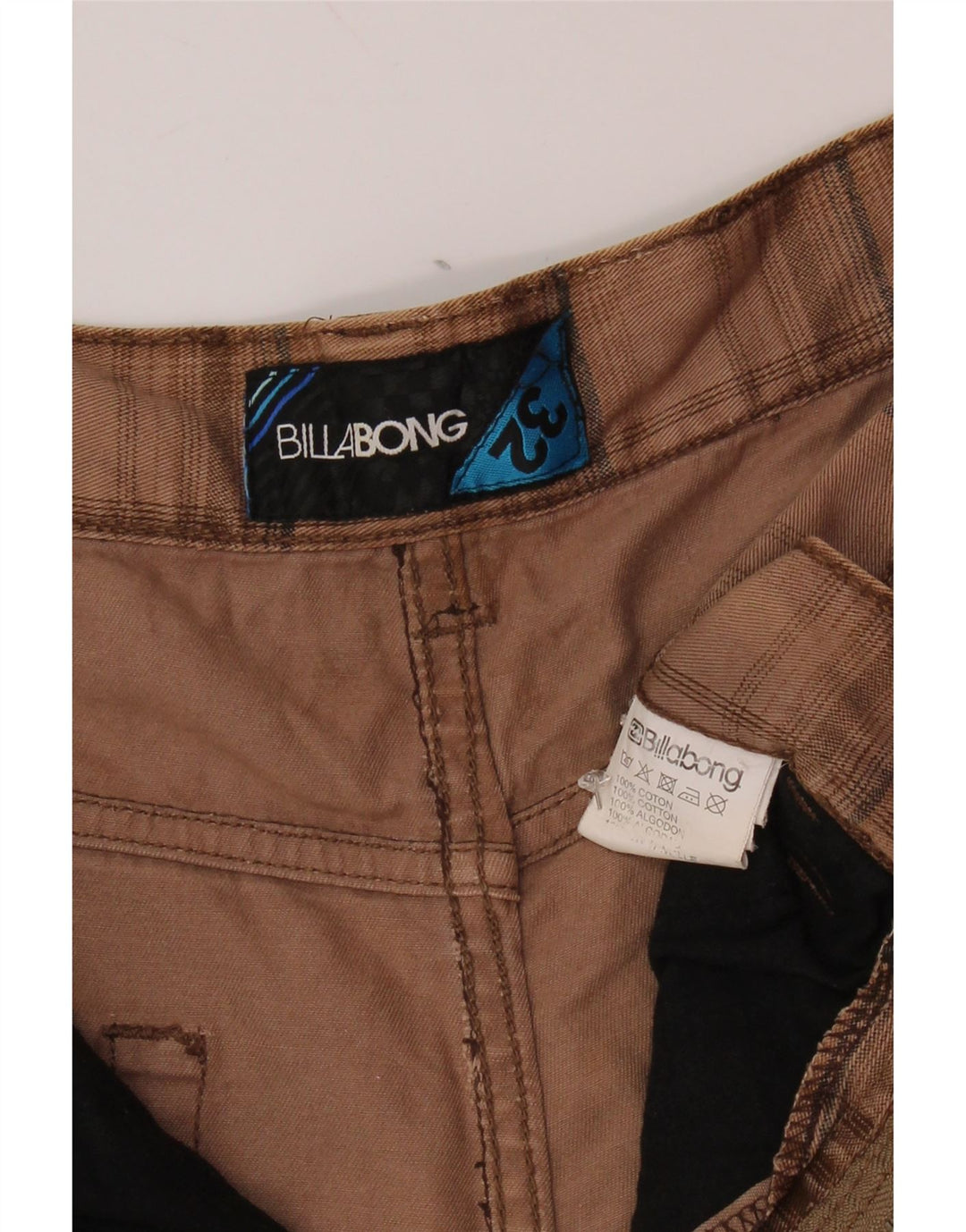 BILLABONG Herren Graphic Casual Shorts W32 Mittelbeige karierte Baumwolle