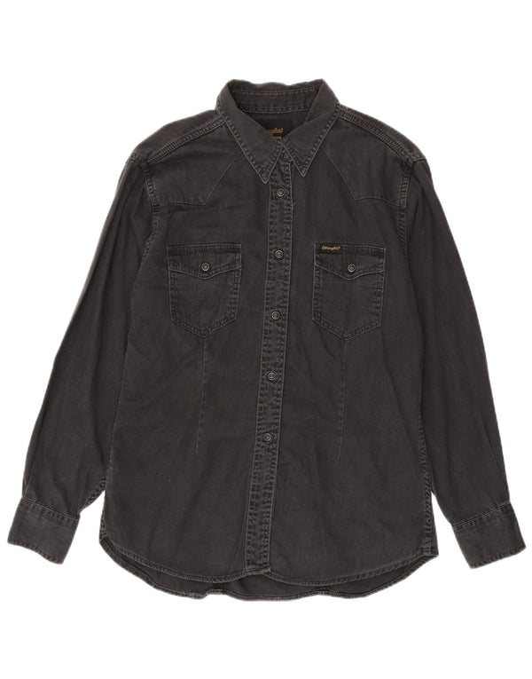Wrangler Damen Western-Jeanshemd UK 16 Large Graue Baumwolle