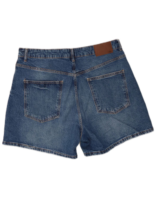 Zara Damen Jeansshorts mit hoher Taille, EU 44, XL, W34, blaue Baumwolle
