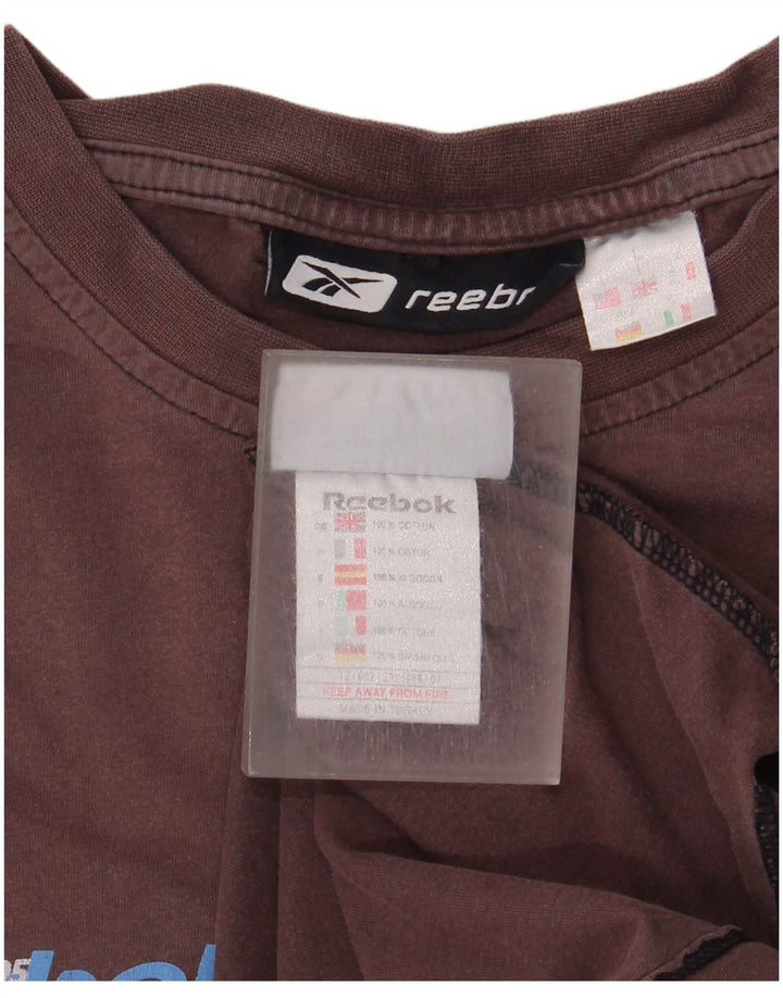 Reebok Herren Grafik T-Shirt Top Große braune Baumwolle