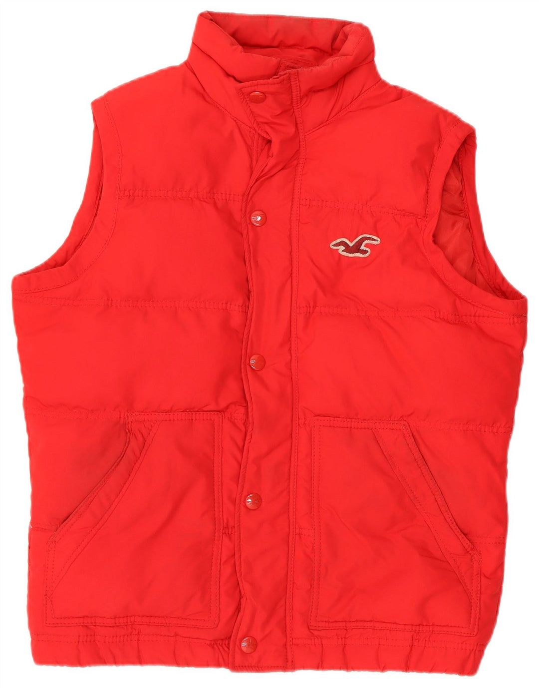 Hollister Herren Wattierte Weste UK 40 Large Rot Polyester