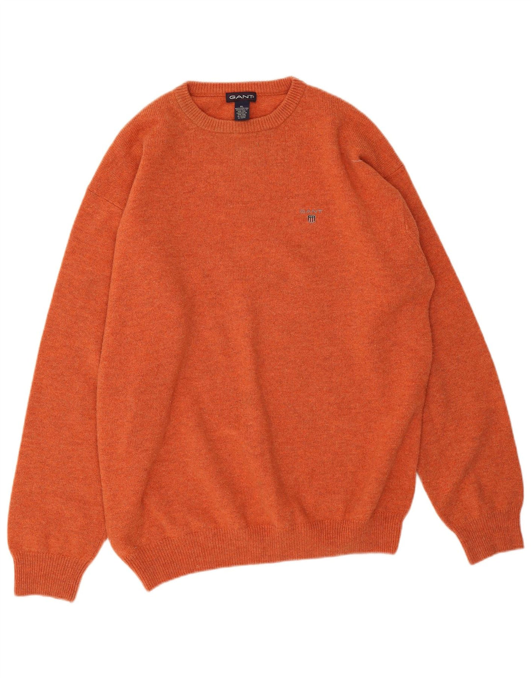 Gant Herren-Pullover mit Rundhalsausschnitt, XL, orangefarbene Lammwolle