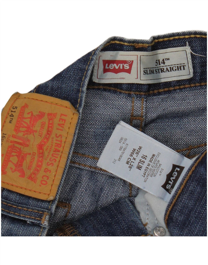 LEVI'S Mädchen 514 Straight Slim Jeans 15–16 Jahre W26 L28 Blaue Baumwolle