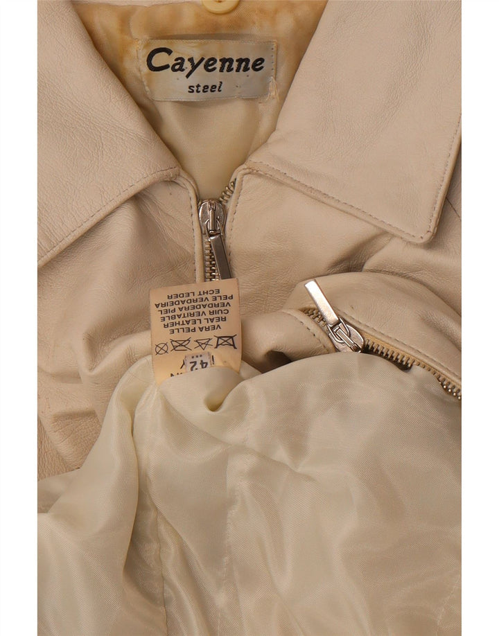 Cayenne Damen Crop Lederjacke IT 42 Mittelweißes Leder