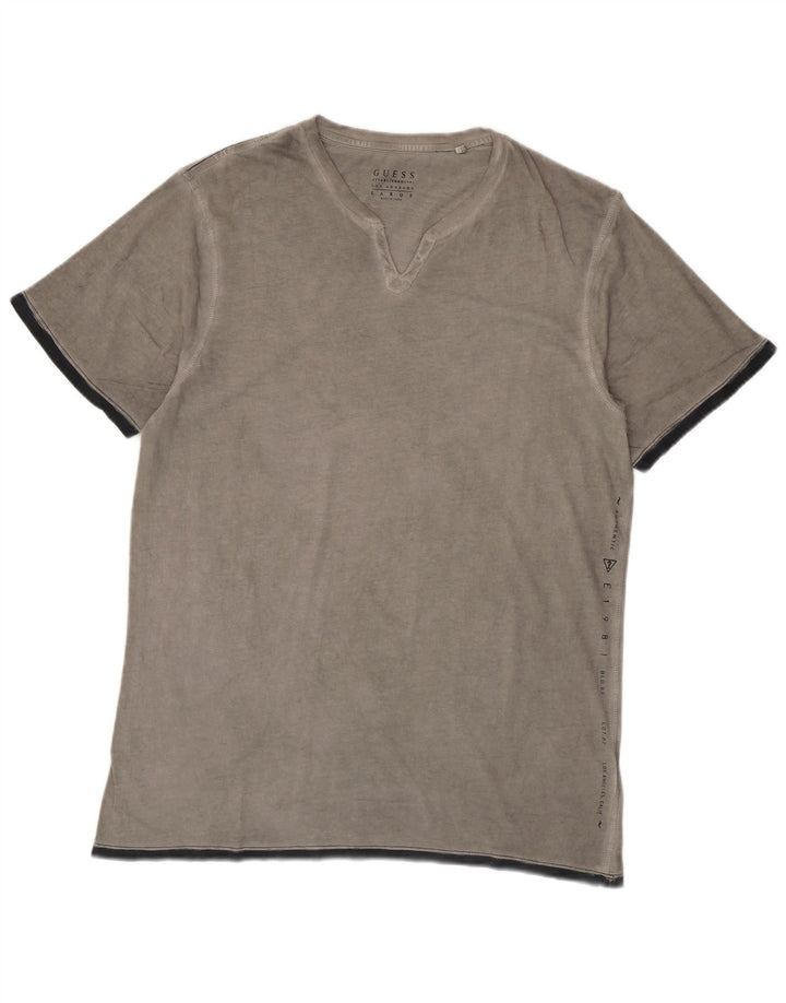 Guess Herren T-Shirt Top Large Grau Baumwolle