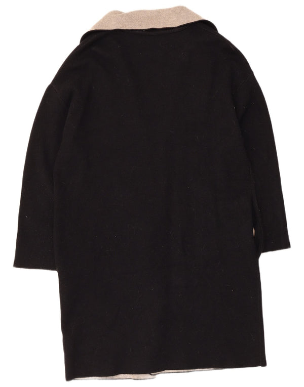 Zara Damen Longline-Cardigan-Pullover UK 14 Mittelschwarz Farbblock