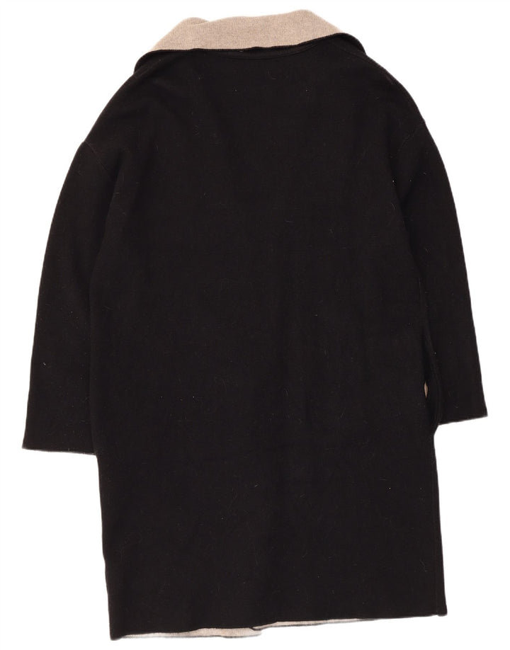 Zara Damen Longline-Cardigan-Pullover UK 14 Mittelschwarz Farbblock