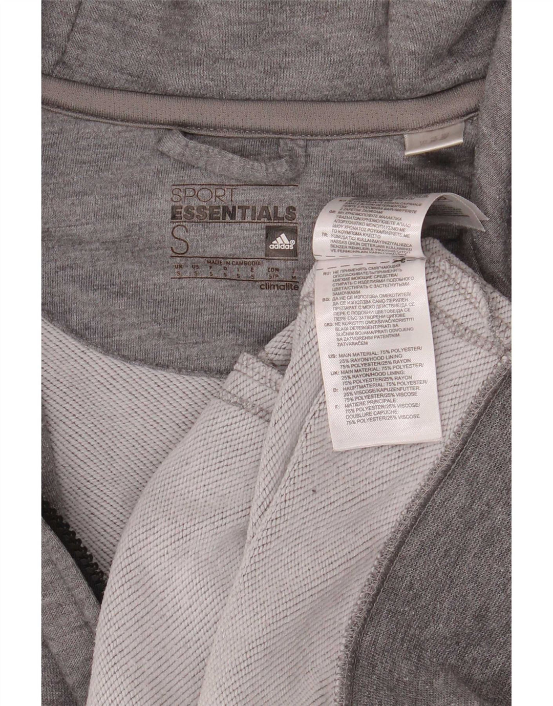 Adidas Herren Climalite Zip Hoodie Pullover Kleines grau meliertes Polyester