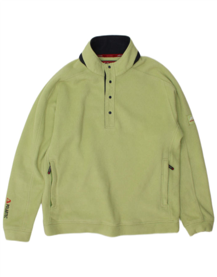 Musto Herren-Fleecepullover mit Knopfkragen, mittelgrünes Polyester