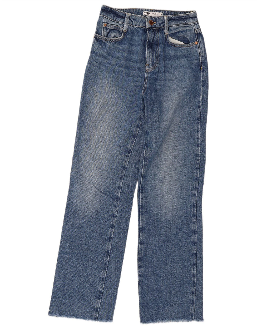 Zara Damen Straight Jeans EU 34 2XS W24 L29 Blau