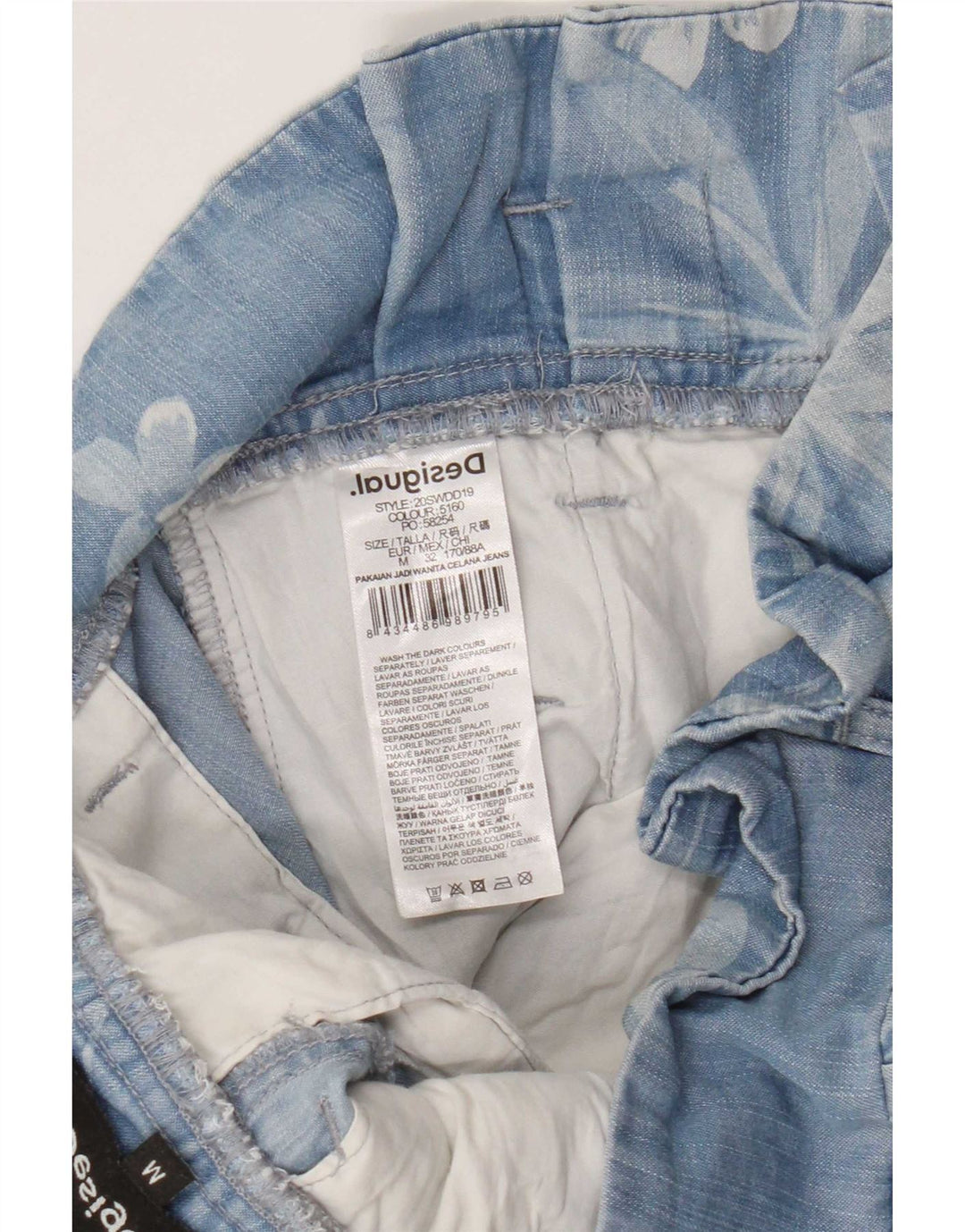 Desigual Damen Cargo-Haremshose Medium W32 L28 Lyocell mit blauem Blumenmuster