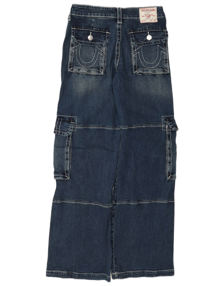 True Religion Damen Cargo-Jeans mit weitem Bein, W26 L33, blaue Baumwolle