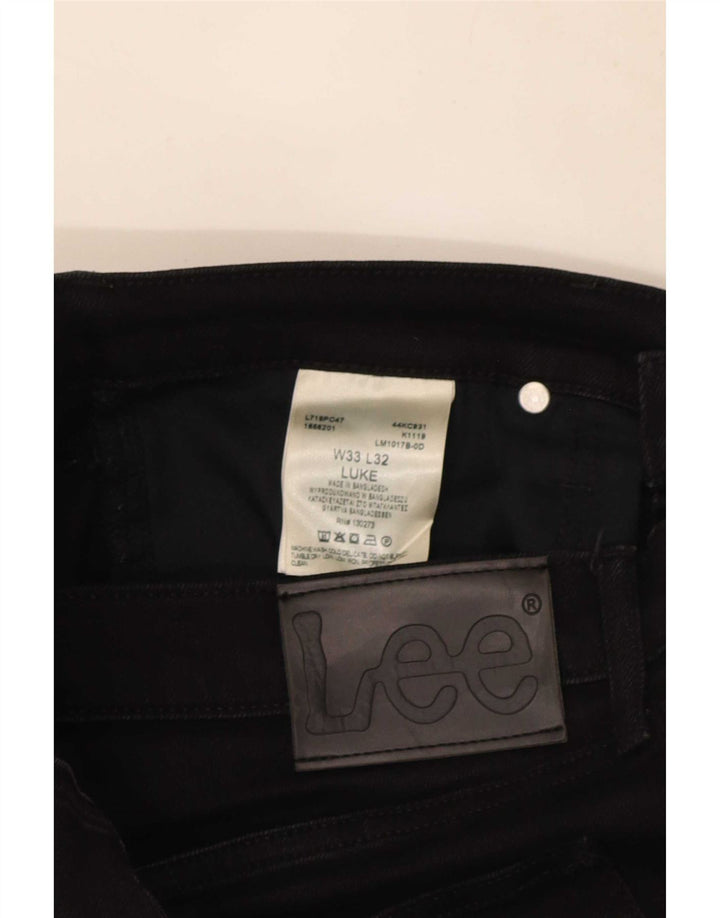 Lee Herren Luke Slim Jeans W33 L32 Schwarze Baumwolle