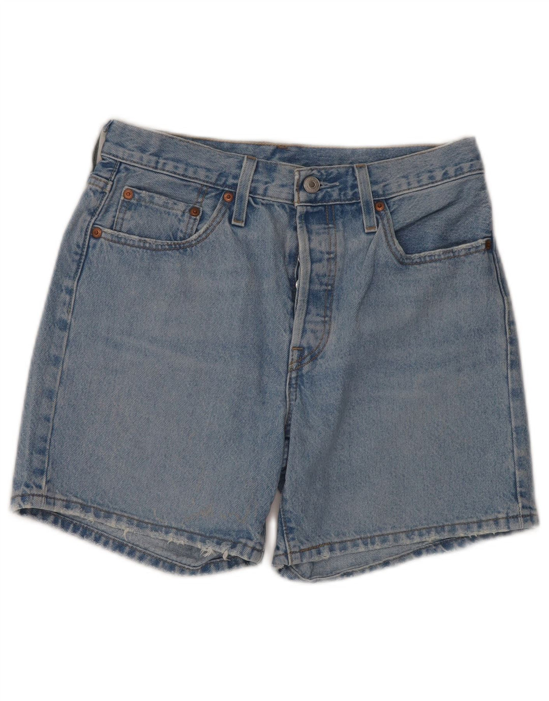 LEVI'S Damen 501 High Waist Distressed Denim Shorts W27 Mittelblau