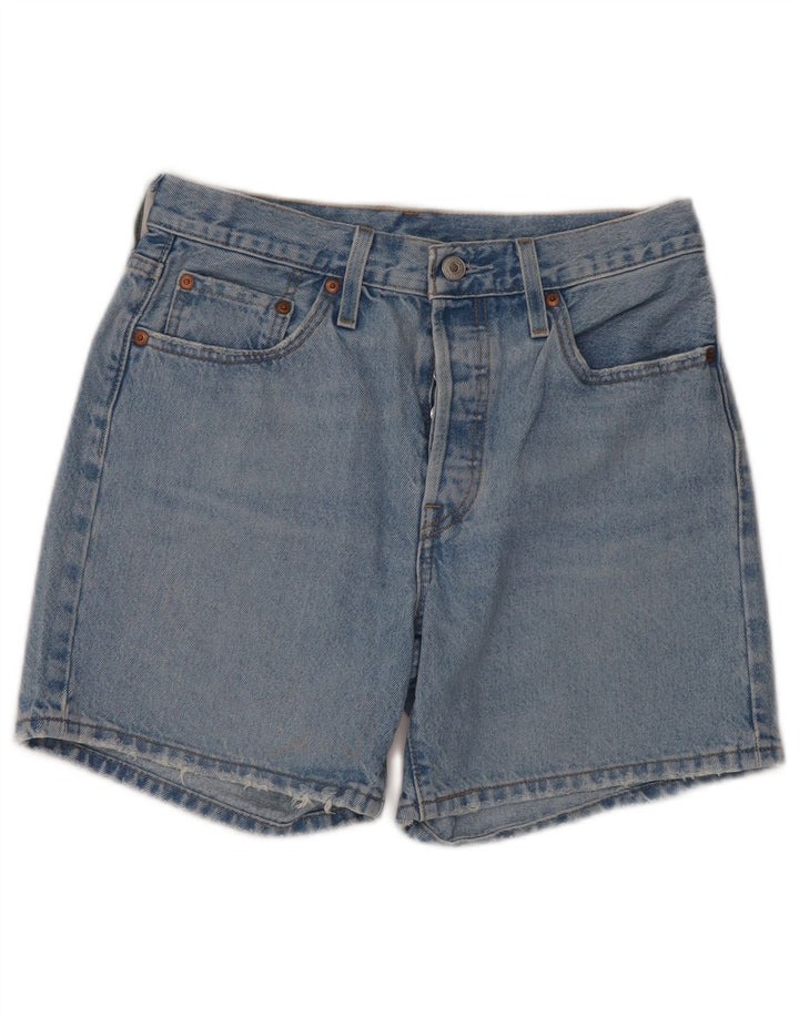 LEVI'S Damen 501 High Waist Distressed Denim Shorts W27 Mittelblau
