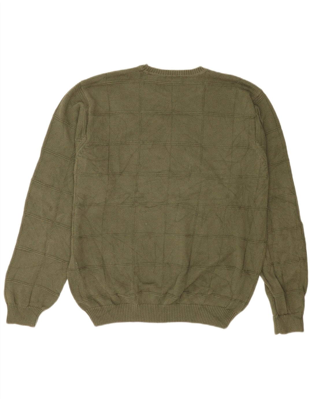 Izod Herren-Pullover mit Rundhalsausschnitt, groß, Khaki, kariert, Baumwolle