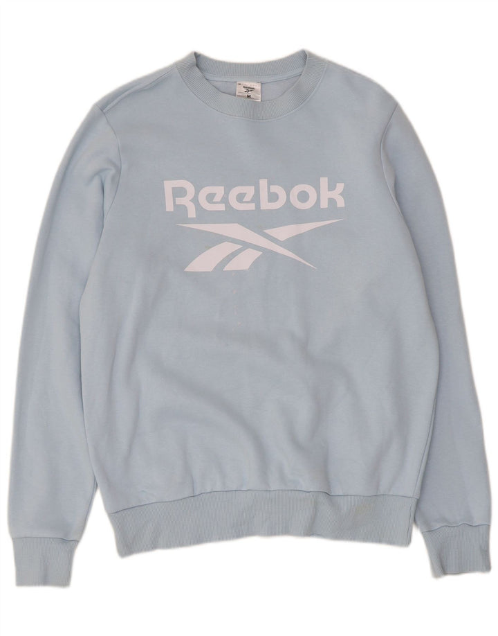 Reebok Herren Grafik-Sweatshirt-Pullover aus mittelblauer Baumwolle