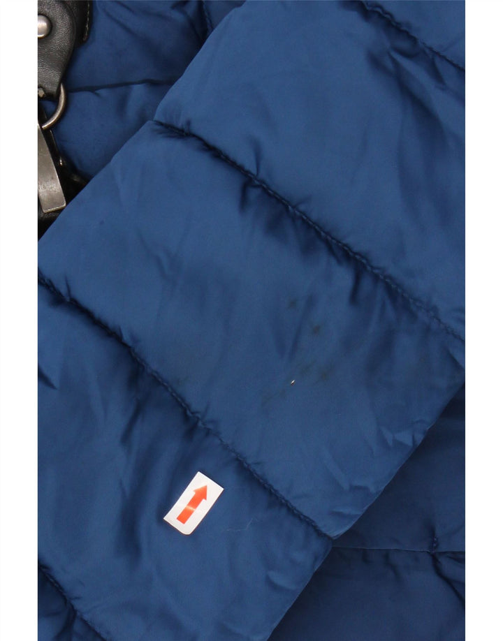 SISLEY Wattierte Damenjacke mit Kapuze, UK 12, Mittelblau, Polyester