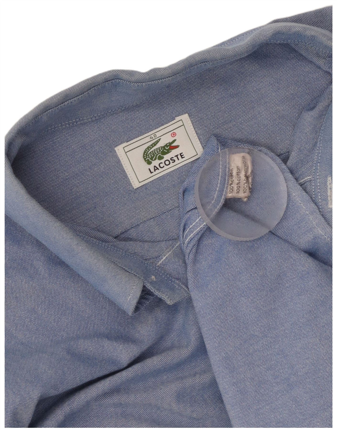 Lacoste Herrenhemd Größe 40 mittelblaue Baumwolle