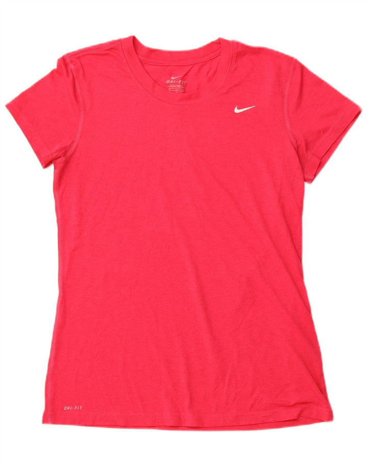 NIKE Damen Dri Fit T-Shirt Top UK 12 Mittelrosa Polyester