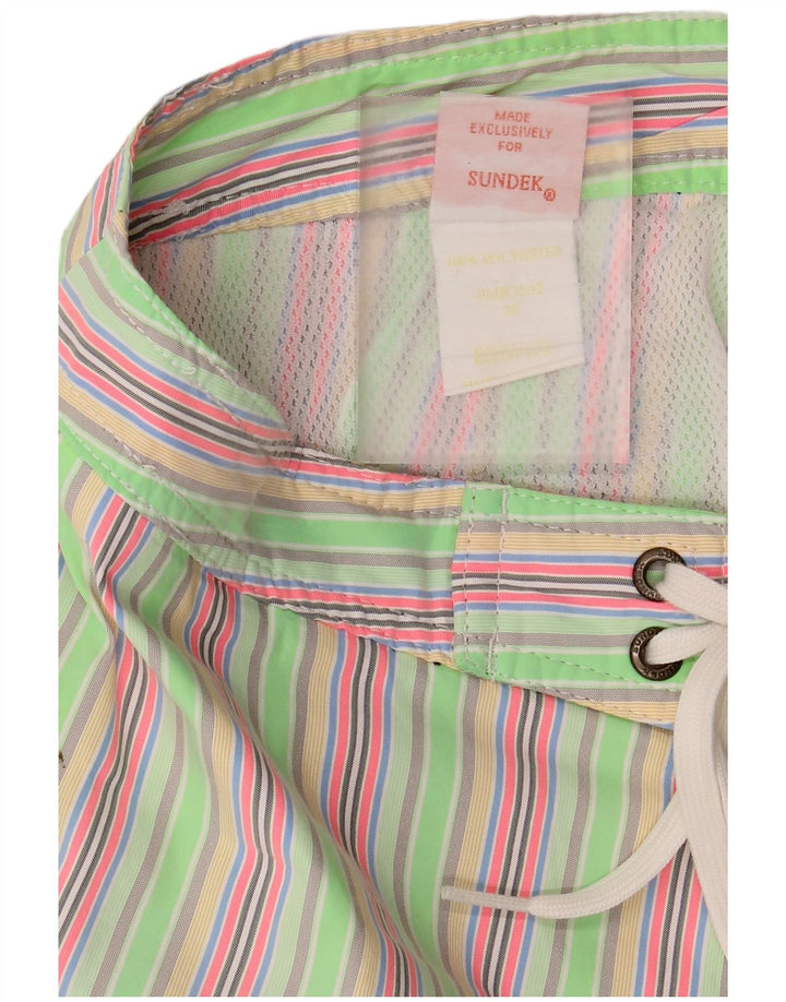 Sundek Herren-Badeshorts, groß, grün gestreift, Polyester