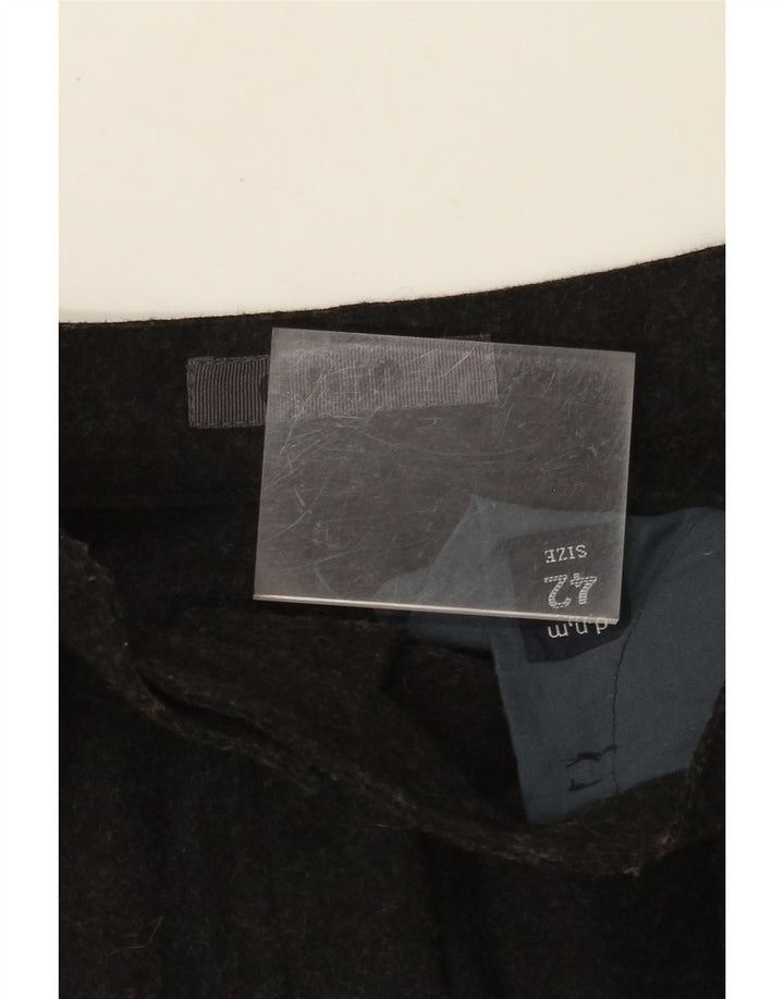 VINTAGE Damen A-Linienrock IT 42 Medium W26 Schwarze Wolle